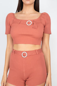 Eos Scoop Neck Crop Top And Ribbed Shorts — thumbnail 4