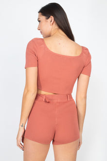 Eos Scoop Neck Crop Top And Ribbed Shorts — thumbnail 5