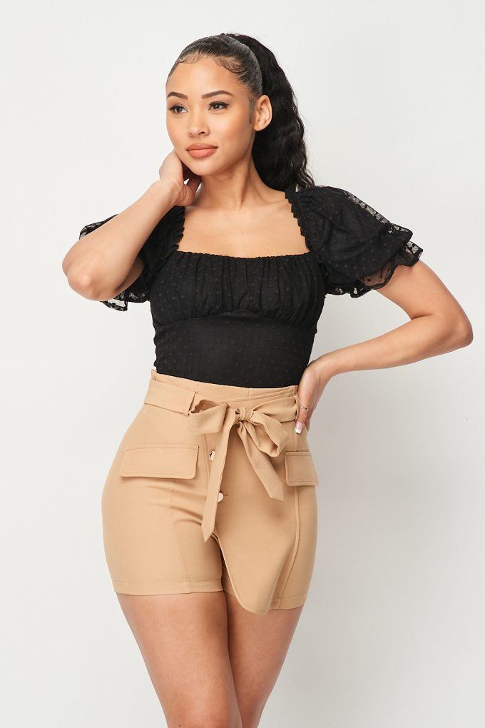 Nyx Luxe Polkadot Stretch Mesh Puff Sleeve Bodysuit — view 2