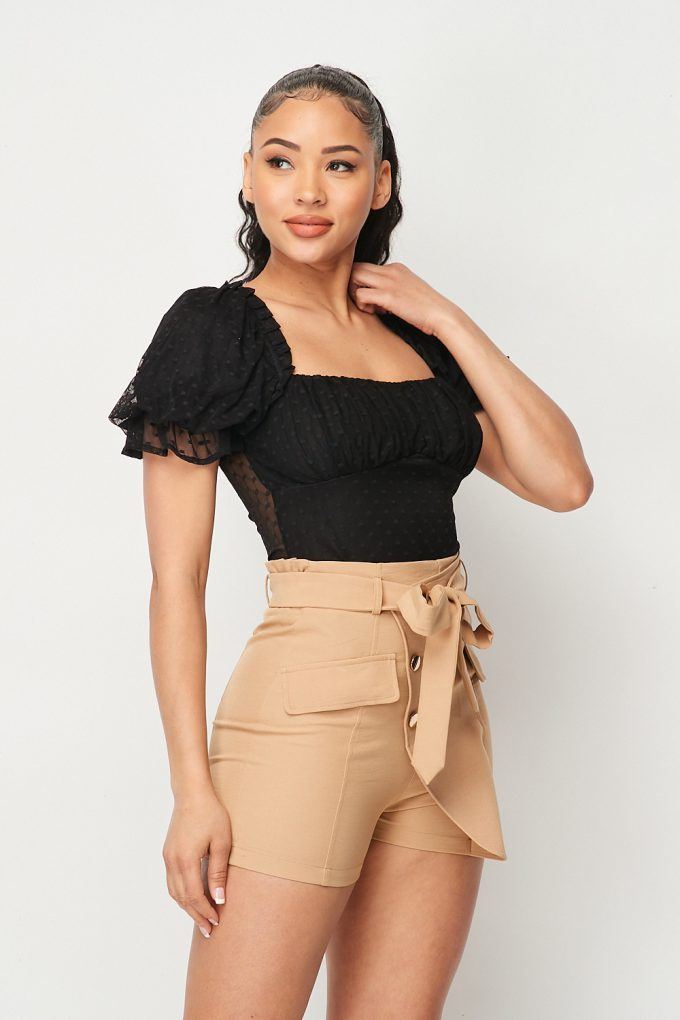 Nyx Luxe Polkadot Stretch Mesh Puff Sleeve Bodysuit — view 4