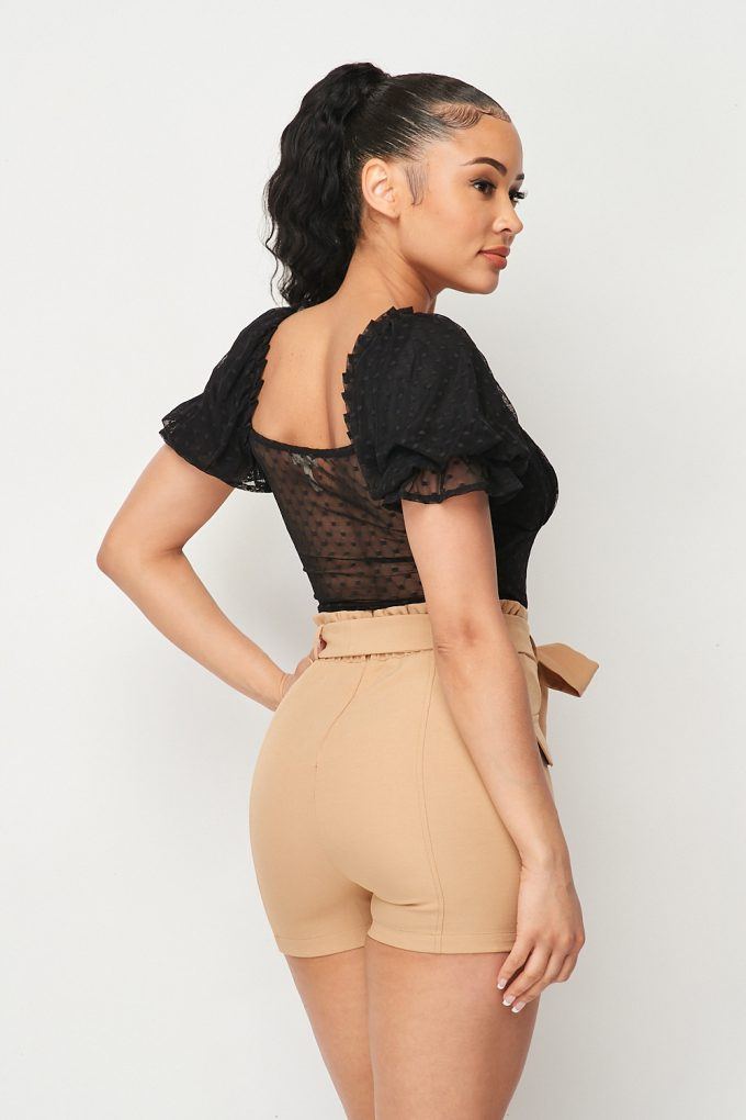 Nyx Luxe Polkadot Stretch Mesh Puff Sleeve Bodysuit — view 6