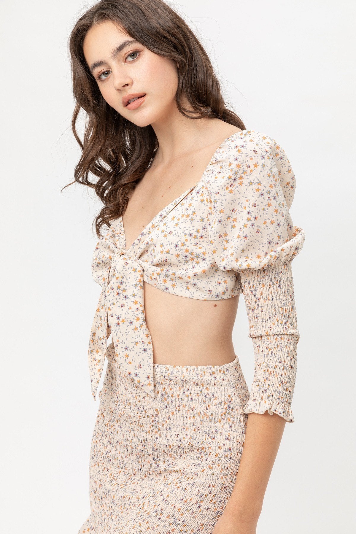 Rhea Front Tie Woven Printed Top — view 2
