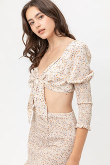 Rhea Front Tie Woven Printed Top — thumbnail 2