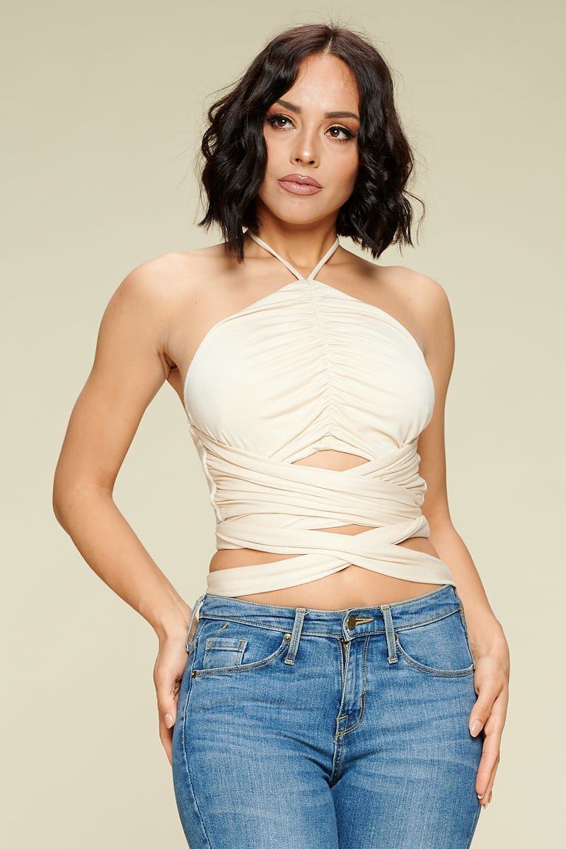 Rhea Crop Halter Top — view 1
