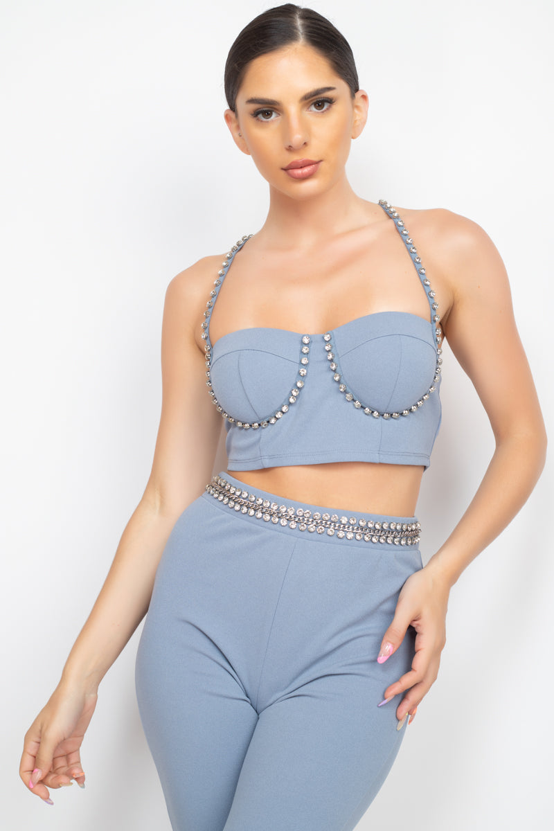 Hathor Stone Embellished Top And Pants Set — view 2