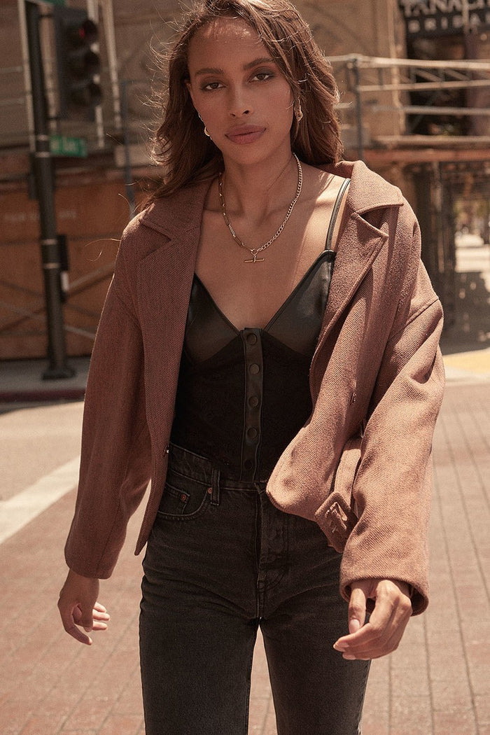 Bastet A Faux Leather And Lace Camisole Top