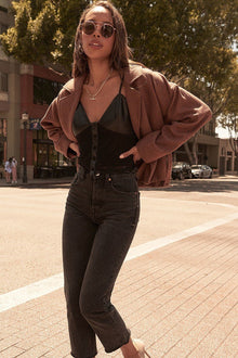 Bastet A Faux Leather And Lace Camisole Top — thumbnail 2