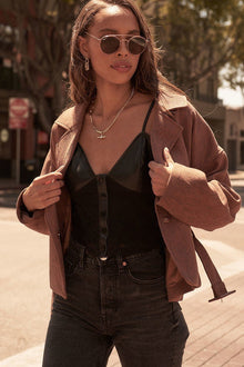 Bastet A Faux Leather And Lace Camisole Top — thumbnail 4