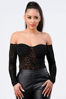 Fortuna Leopard Print Off Shoulder Bodysuit — thumbnail 3