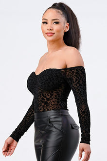 Fortuna Leopard Print Off Shoulder Bodysuit — thumbnail 4