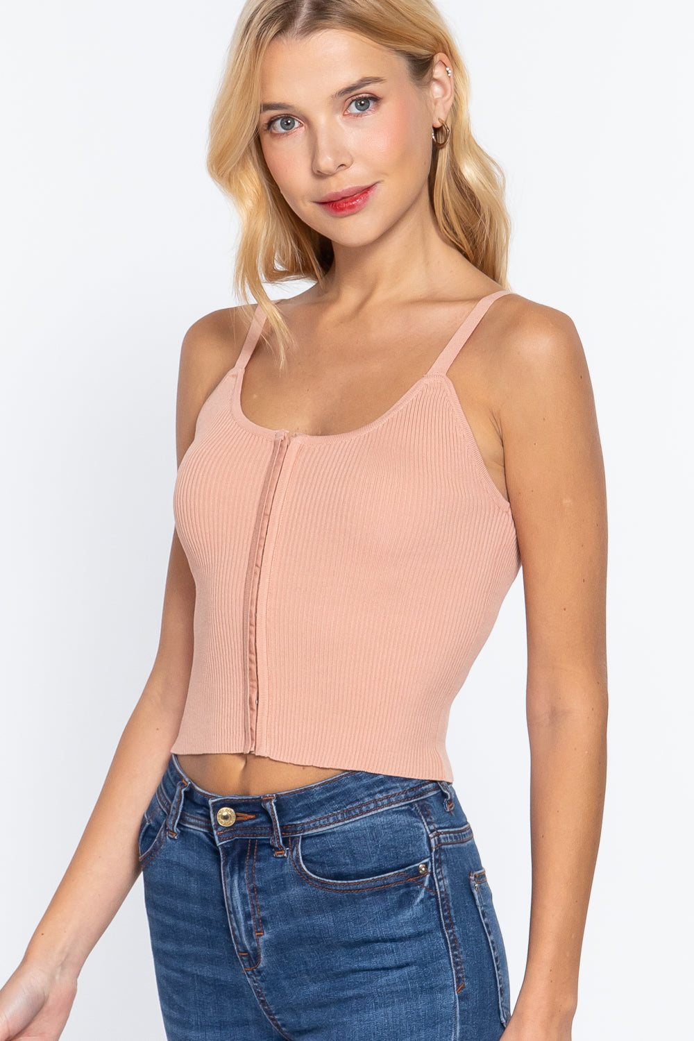 Vesta Front Closure With Hooks Sweater Cami Top — view 3