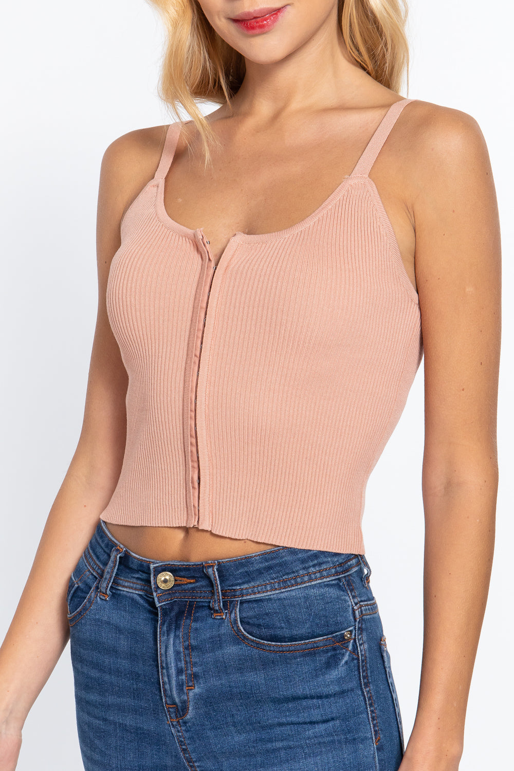 Vesta Front Closure With Hooks Sweater Cami Top — view 4