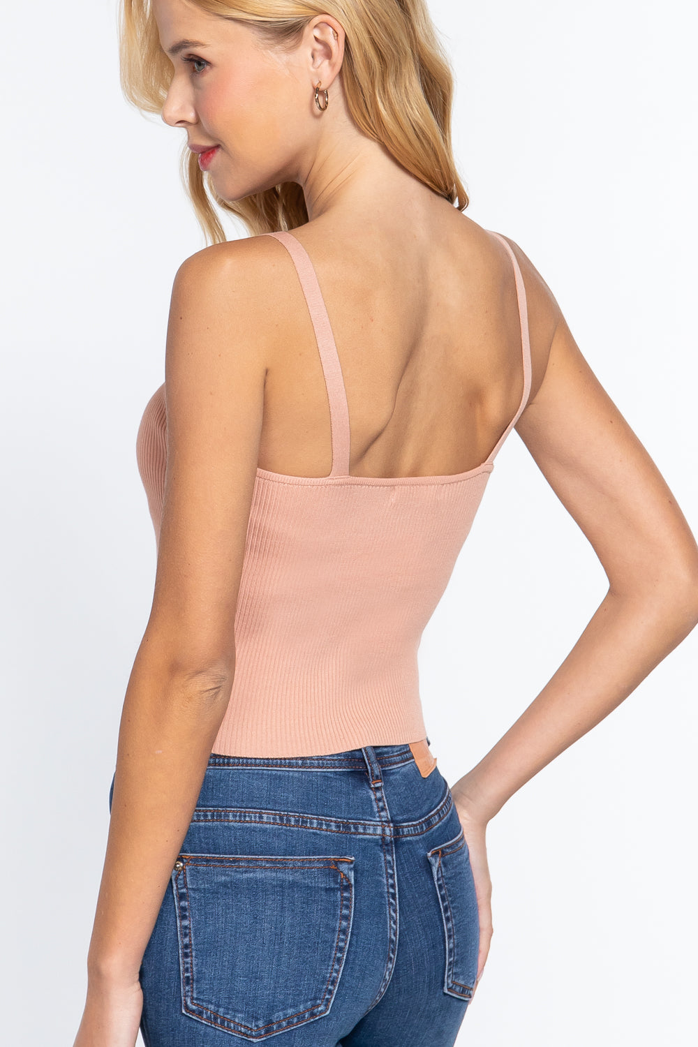 Vesta Front Closure With Hooks Sweater Cami Top — view 5