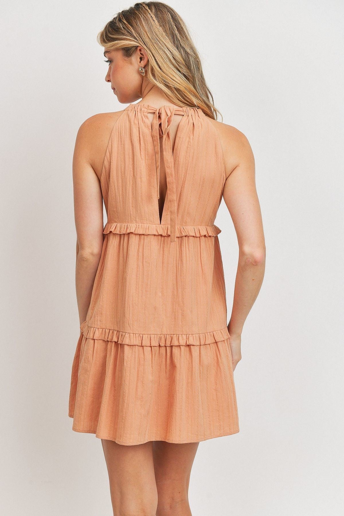 Hathor Textured Woven Fabric With Tiered Sl Dress — view 5