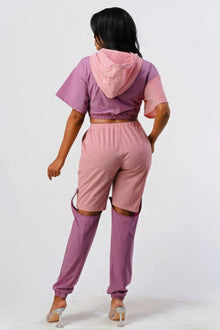 Vesta Pants Set In Color Block With Hoodie And Detachable Bottom Part — thumbnail 7