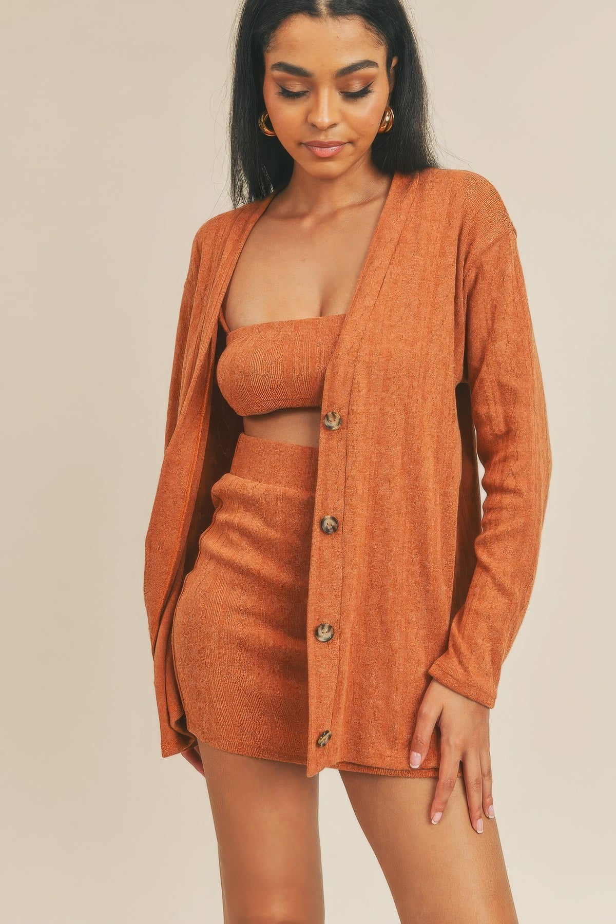 Vesta Cardigan Solid Color 3 Piece Set — view 5