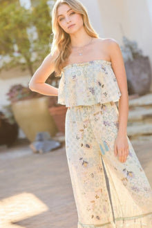 Hera Tube Top With Tier Ruffle Waist Elastic Bottom Lace Trim Jumpsuit — thumbnail 1