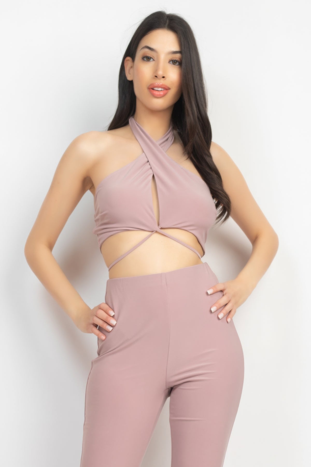 Nike Solid Halter Top And Elastic Leggings Set — view 2