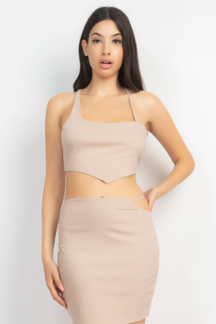 Kali Asymmetrical Cross Back Top & Skirts Set