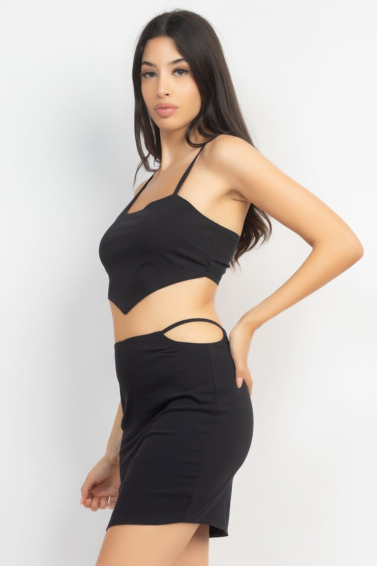 Kali Asymmetrical Cross Back Top & Skirts Set — view 3
