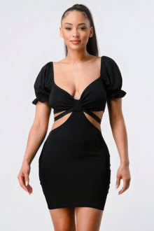 Kali Lux Side Cutout W/ Back Tie Detail Bodycon Dress — thumbnail 1