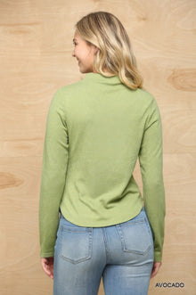 Vesta Solid And Cozy Soft Knit Mock Neck Top With Side Ruched Detail — thumbnail 4