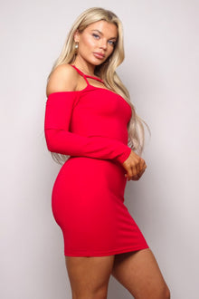 Lakshmi Long Sleeve Cuff Front Strap Mini Dress — thumbnail 3