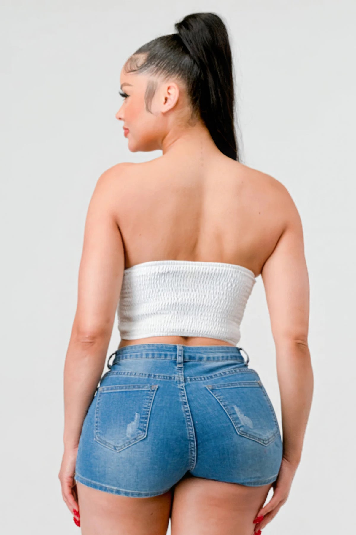 Aphrodite Luxe sweetheart ruffled drawstring lace bustier top — view 5