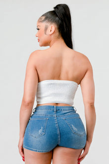 Aphrodite Luxe sweetheart ruffled drawstring lace bustier top — thumbnail 5