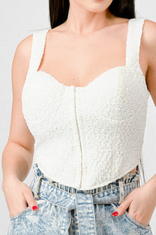 Brigid Crinkle Stretch Knit Sweetheart Hooked Bustier Cropped Top — thumbnail 3