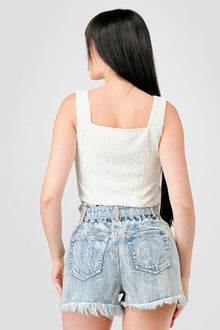 Brigid Crinkle Stretch Knit Sweetheart Hooked Bustier Cropped Top — thumbnail 4