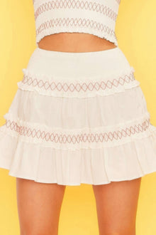 Parvati Waist Smocking Ruffle And Shirring Mini Skirt — thumbnail 1