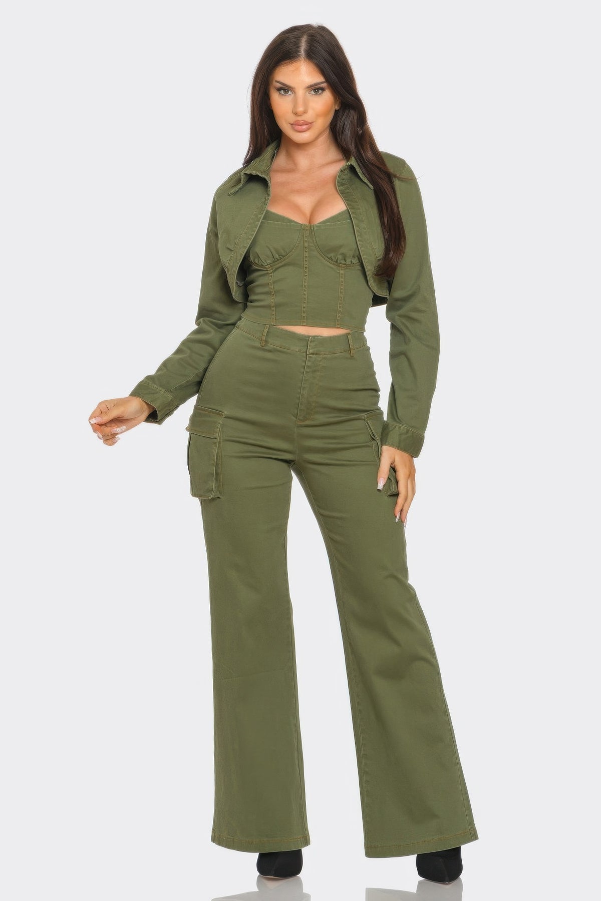 Rhea Crop Jacket 3pcs Set — view 1