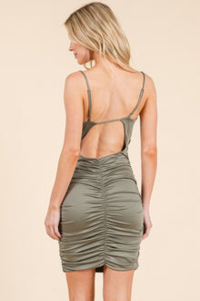 Inanna All Around Ruching Double Layered Open Back Dress — thumbnail 4