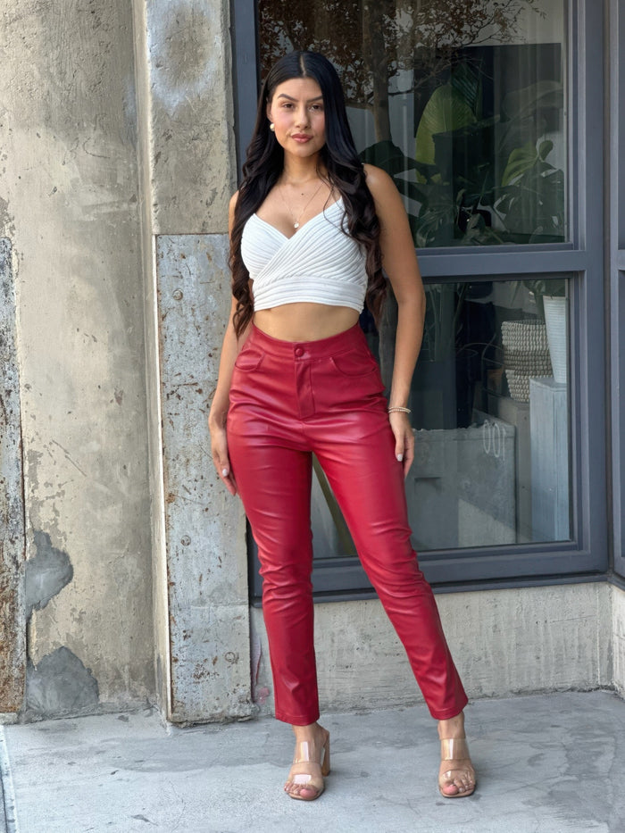 Sekhmet High Waisted Faux Leather Pu Skinny Jeans
