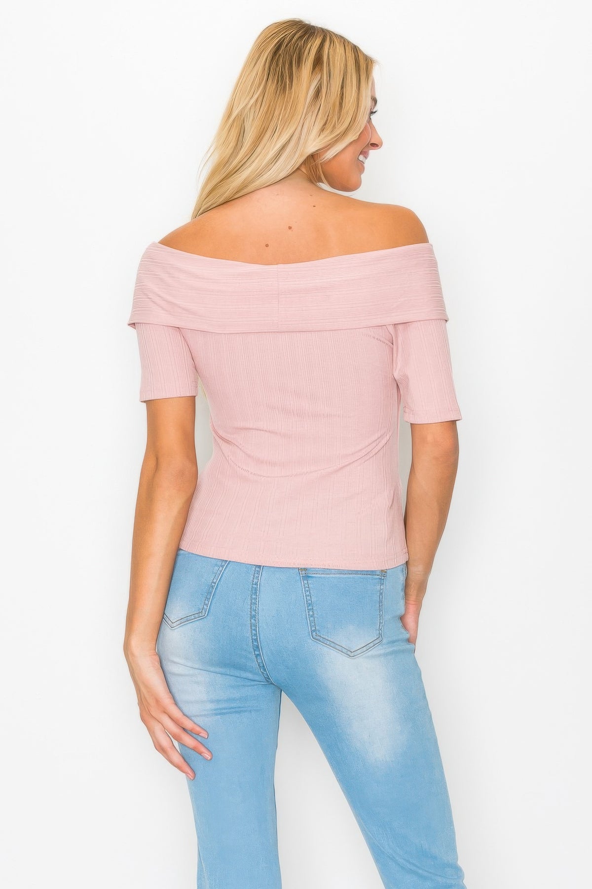Parvati Off The Shoulder Crisscross Ribbed Top — view 8