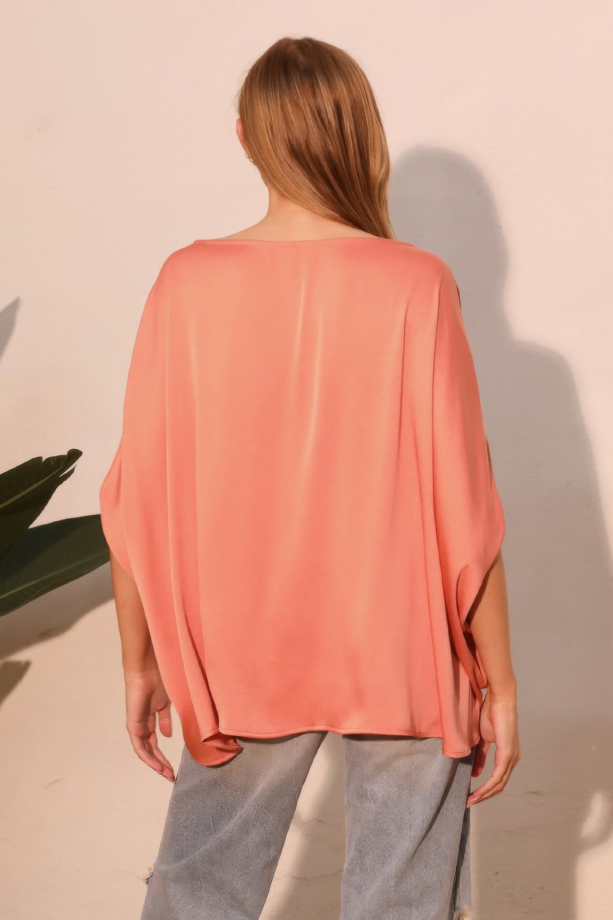 Parvati Washed Poly Silk Boat Neck Caftan Top — view 4