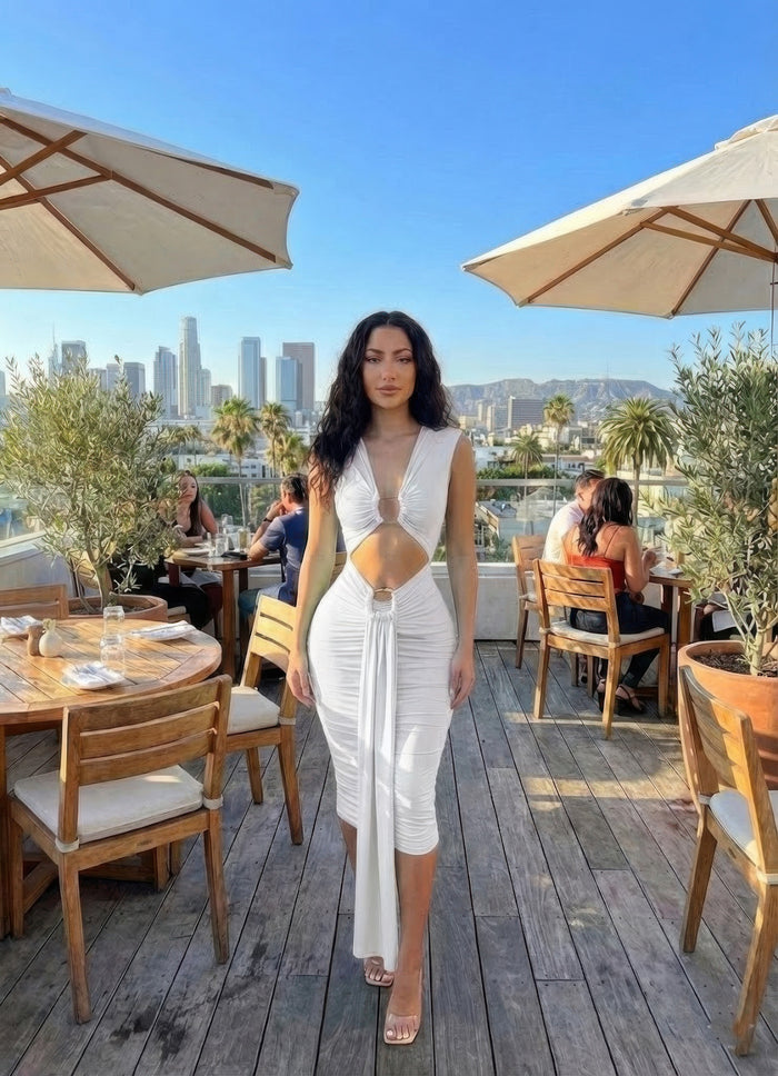 Bastet Body-con Midi Dress In A Vibrant