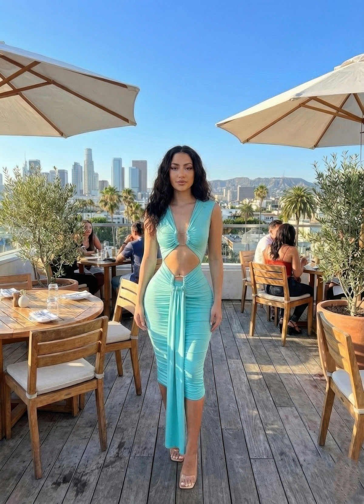 Bastet Body-con Midi Dress In A Vibrant — view 2