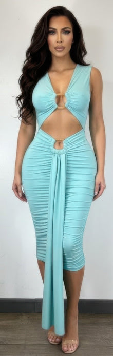 Bastet Body-con Midi Dress In A Vibrant — thumbnail 4