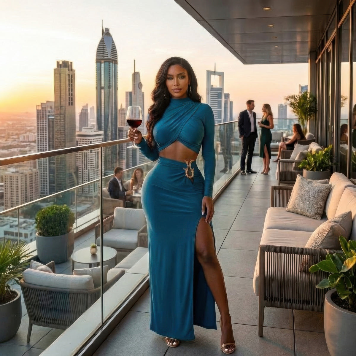 Kali High Slit Side Maxi Skirt Set — view 1