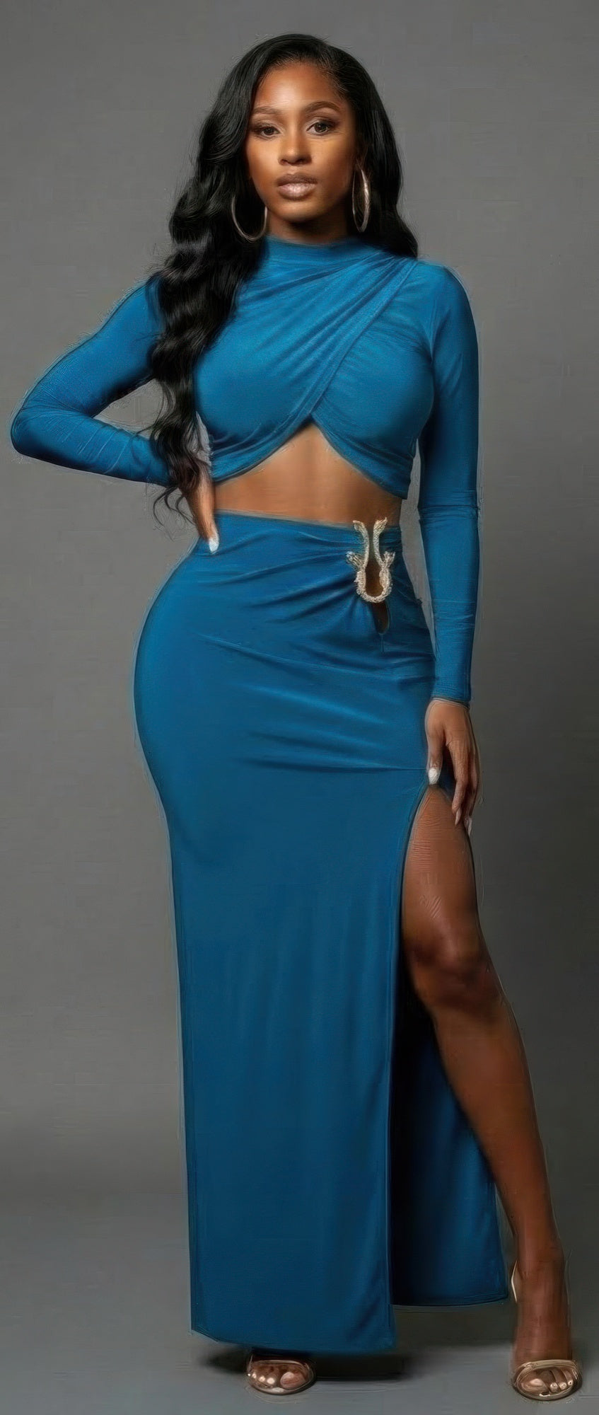 Kali High Slit Side Maxi Skirt Set — view 3