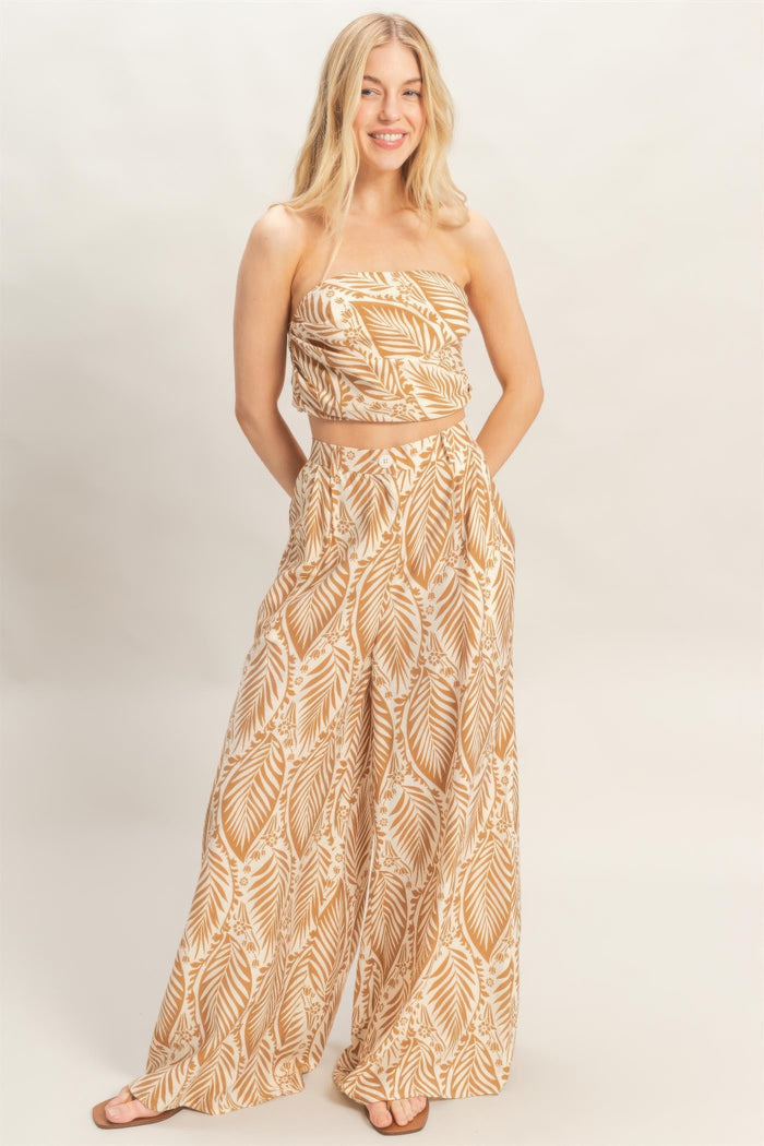 Athena Strapless Top & Pant Print Set