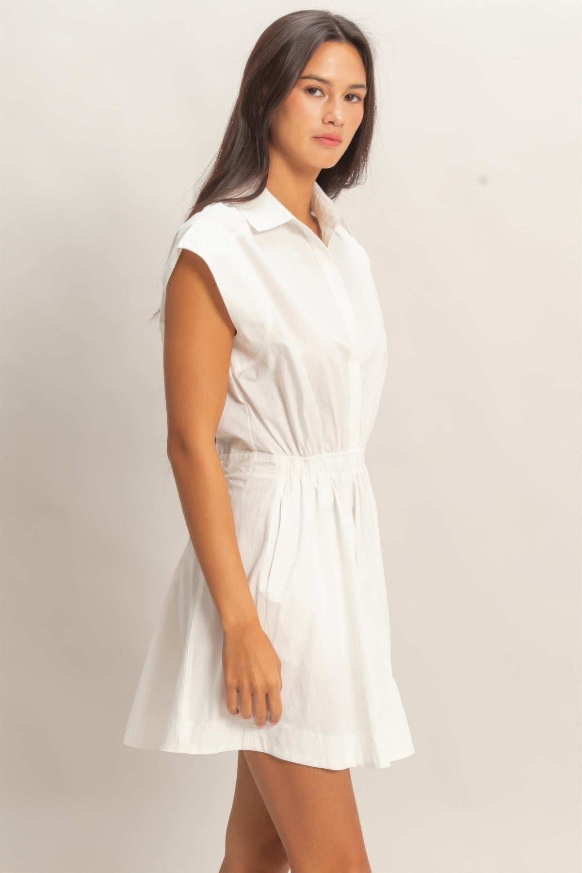 Eir Sleeveless Collared Shirred Mini Dress — view 3