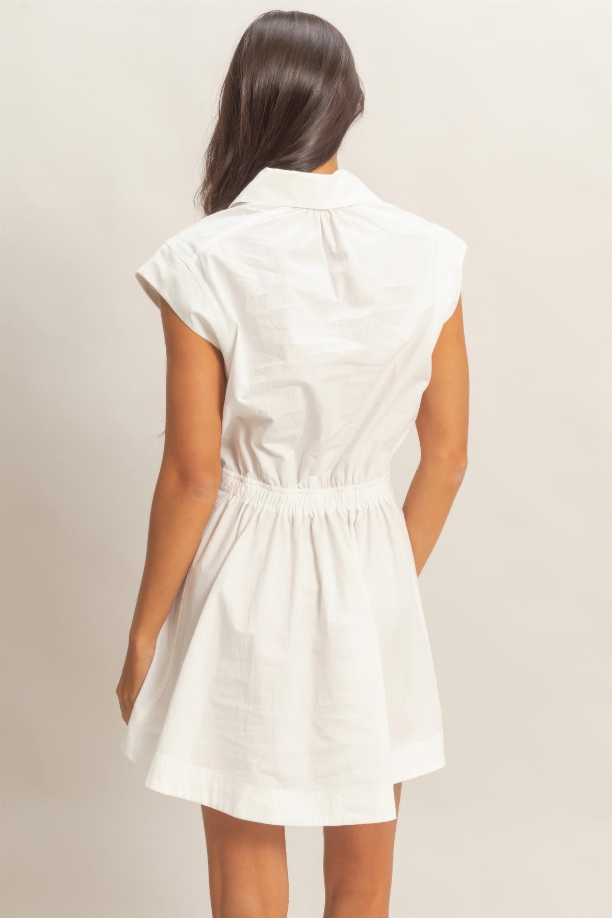 Eir Sleeveless Collared Shirred Mini Dress — view 5