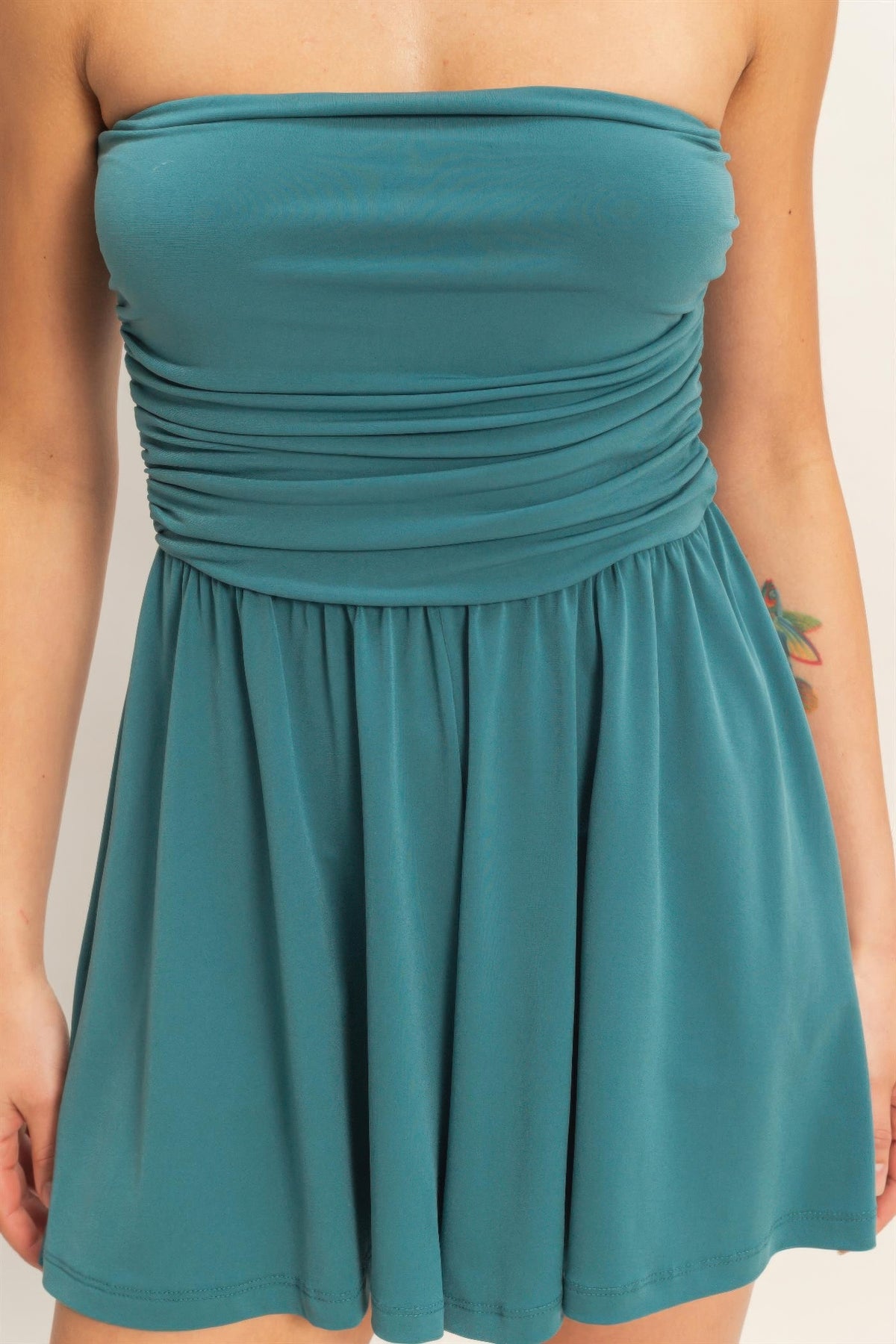 Hera Strapless Shirred Waist Romper — view 4