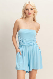 Hera Strapless Shirred Waist Romper — thumbnail 1