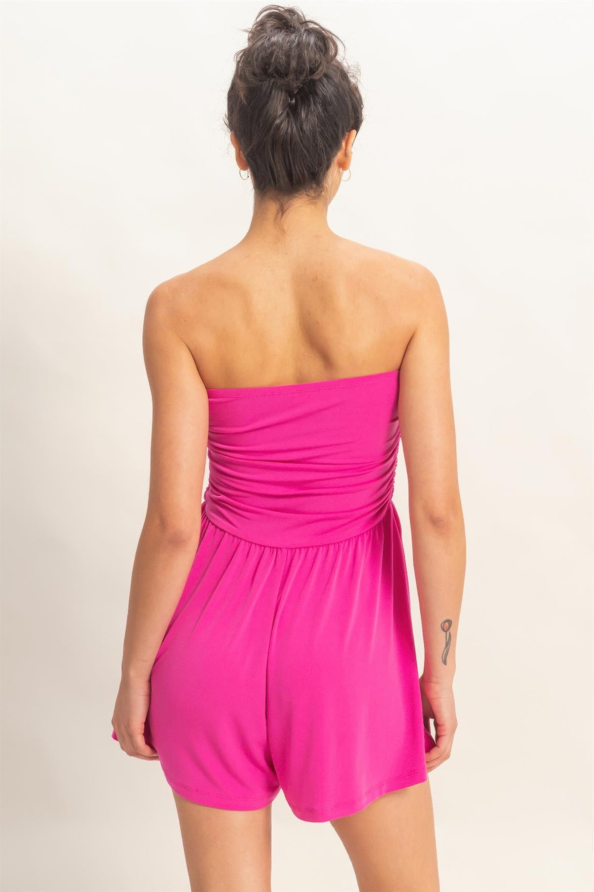 Hera Strapless Shirred Waist Romper — view 5