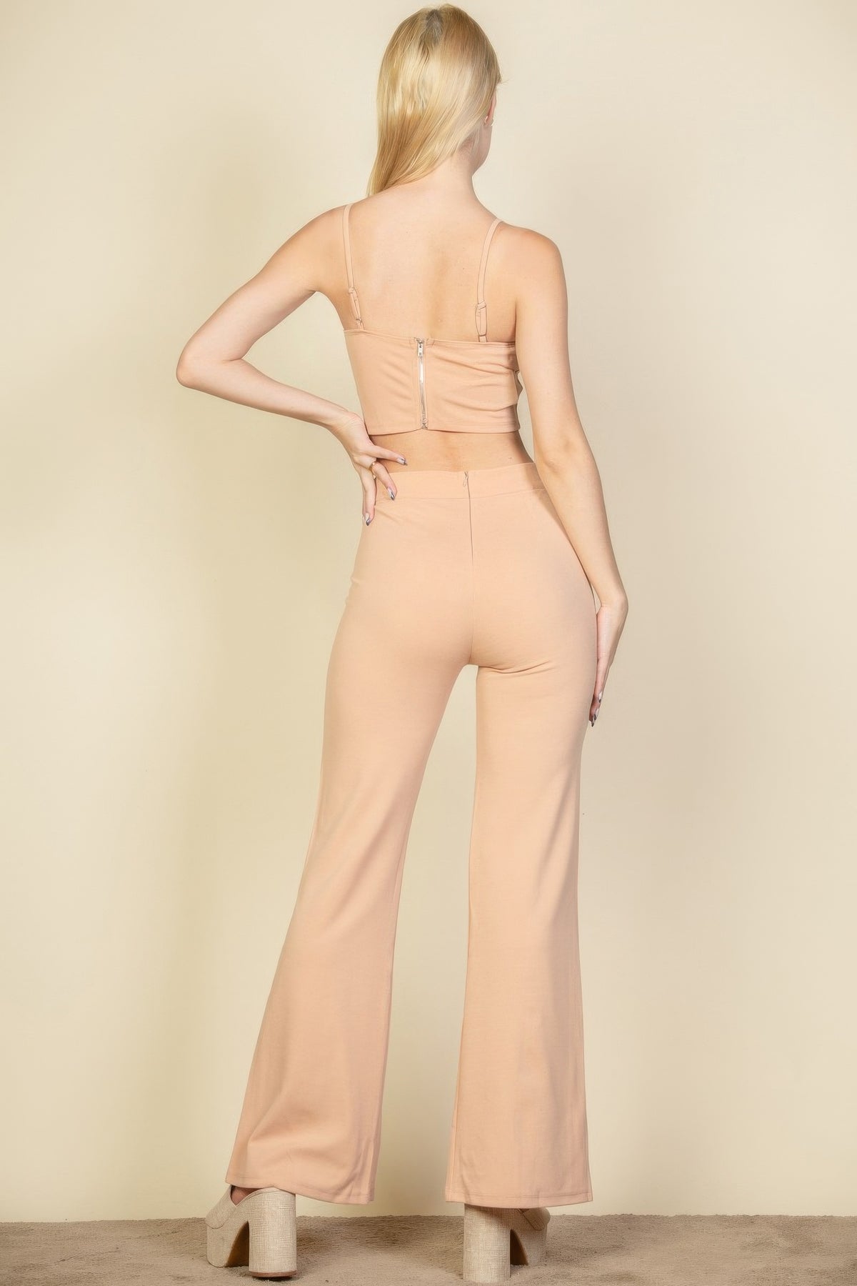 Lakshmi Bustier Crop Top & Front Slit Wide Leg Pants — view 11