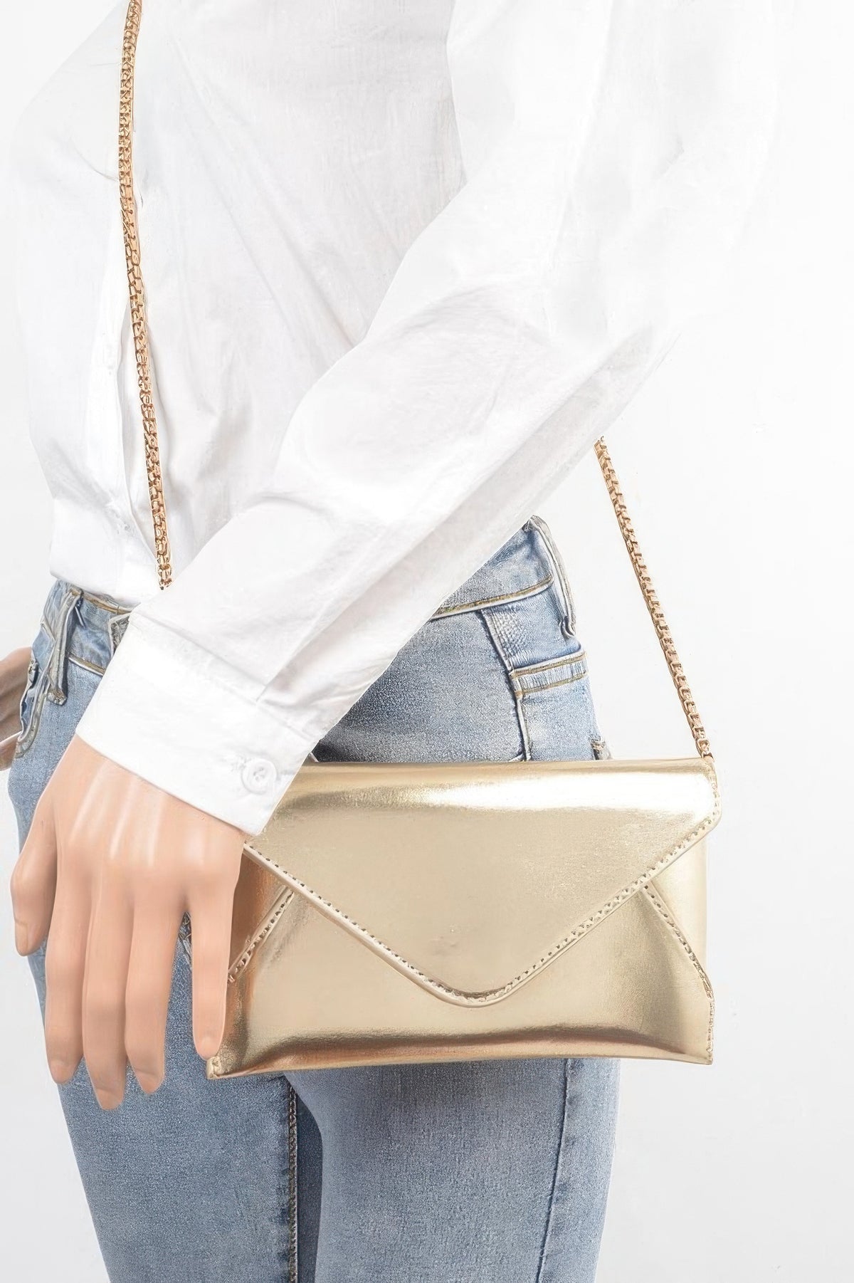 Asteria Metallic Small Envelope Clutch — view 6